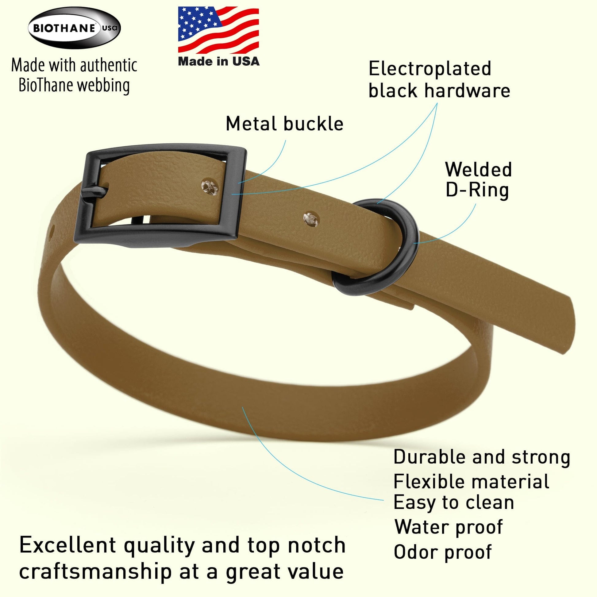 Biothane Waterproof Dog Collar - X-Small (9 to 12 inches) Dog Collars Dogline