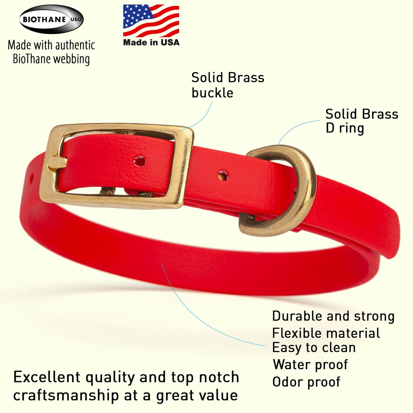 Viper Biothane Waterproof Dog Collar with Brass Hardware Dog Collars Dogline