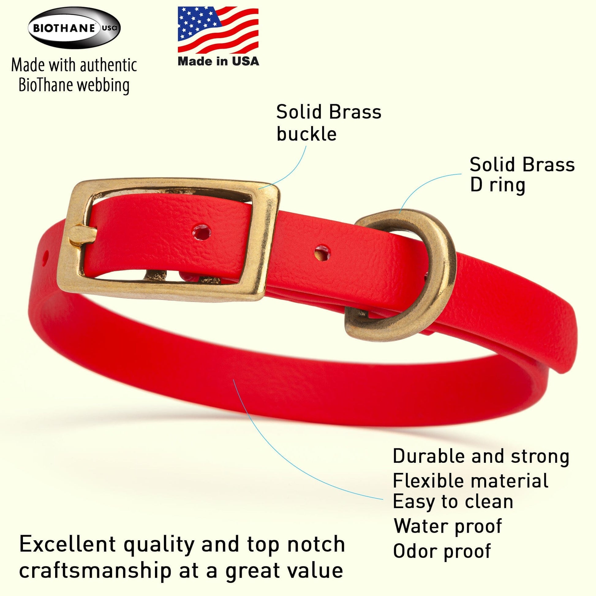 Viper Biothane Waterproof Dog Collar with Brass Hardware Dog Collars Dogline