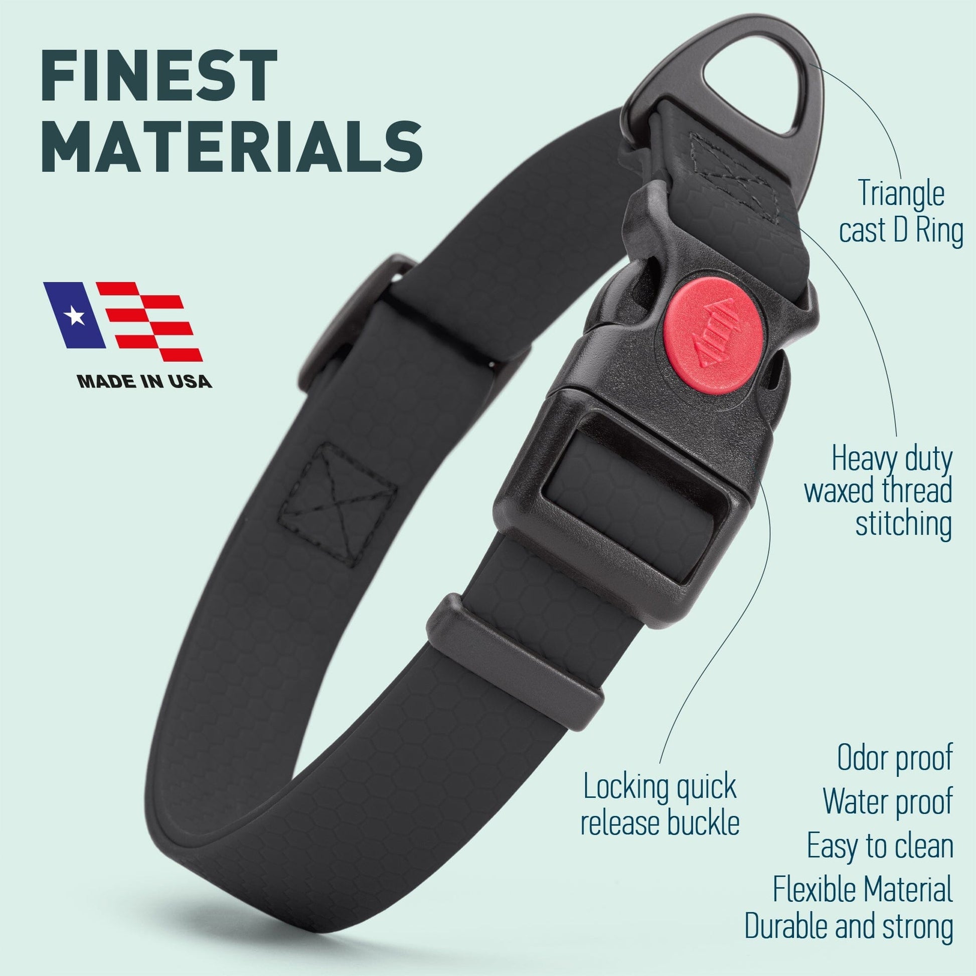 Waterproof Dog Collar with Safety Lock Buckle Dog Collars Dogline