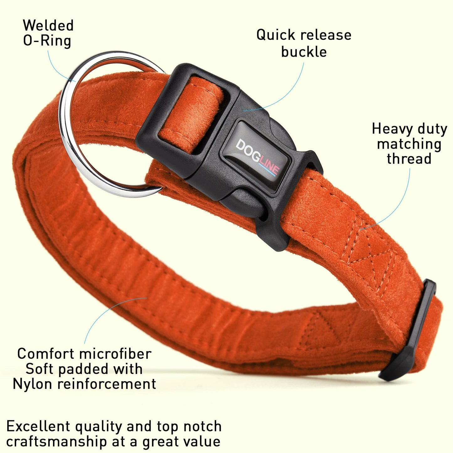 Comfort Microfiber Flat Dog Collar Dog Collars Dogline