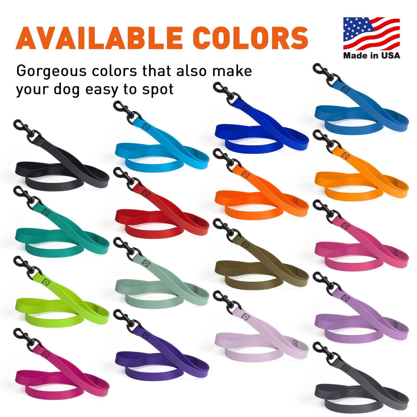 Biothane Waterproof Multi-Handle Dog Leash Dog Leashes Dogline