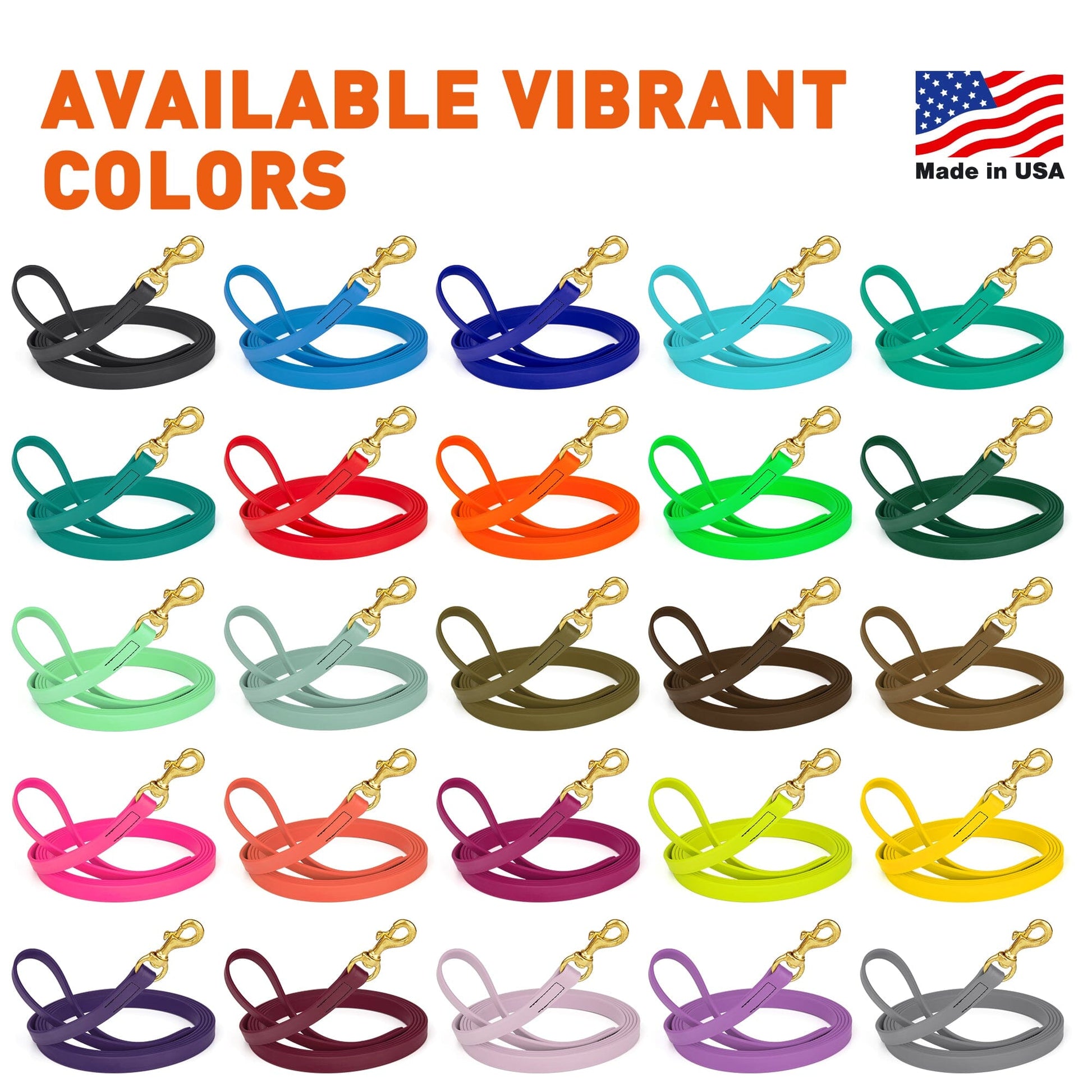 Viper Biothane Long Line 15 ft Lead with Brass Hardware Dog Leashes Dogline