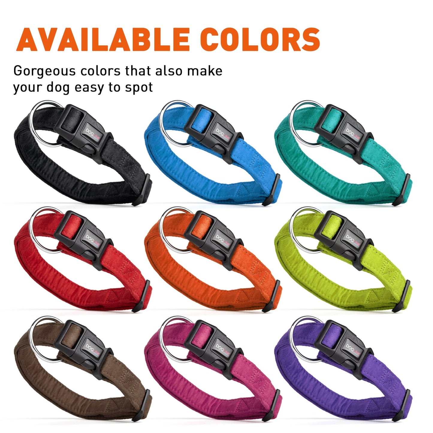 Comfort Microfiber Flat Dog Collar Dog Collars Dogline