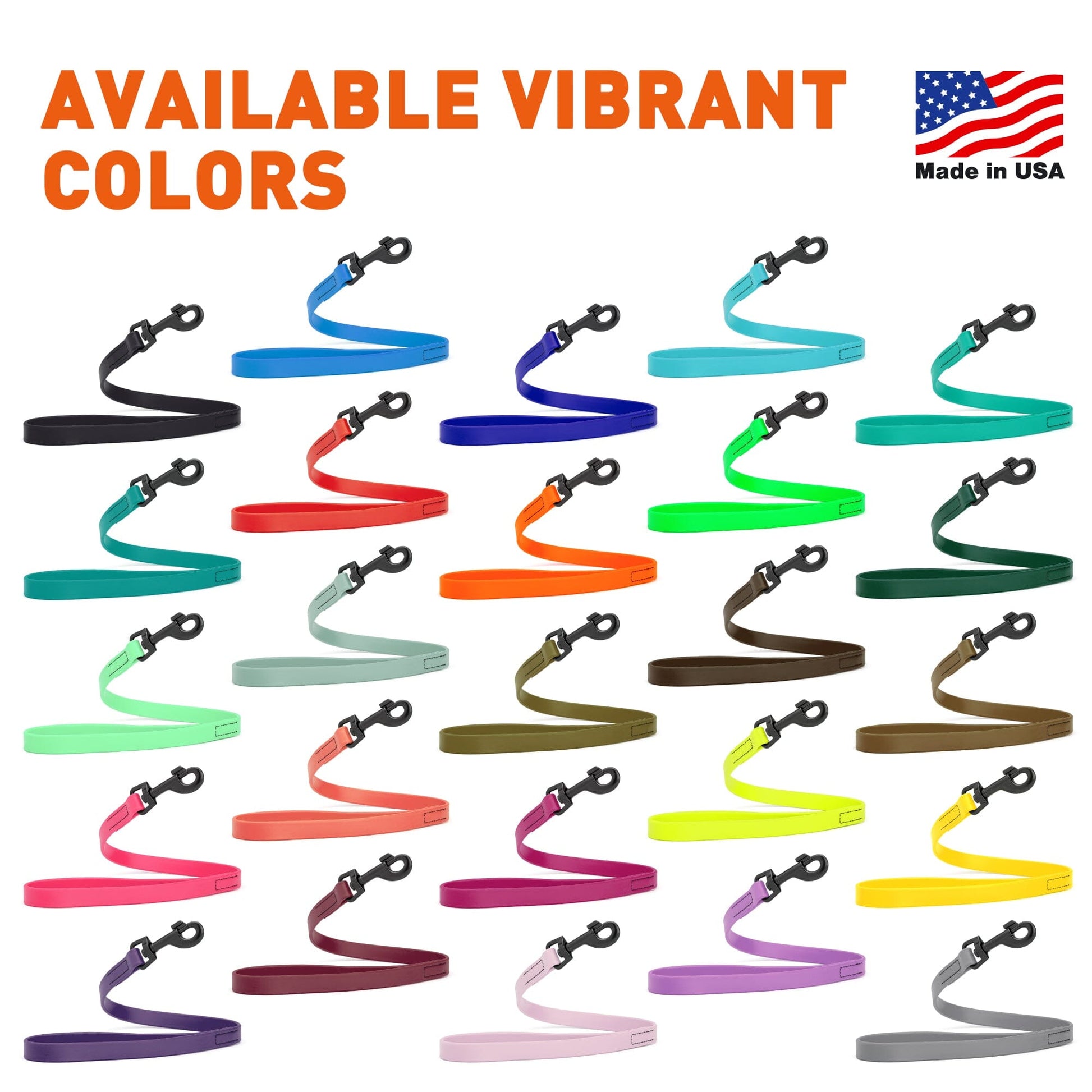 Biothane Waterproof Traffic Lead for Dogs, 2 ft Dog Leashes Dogline