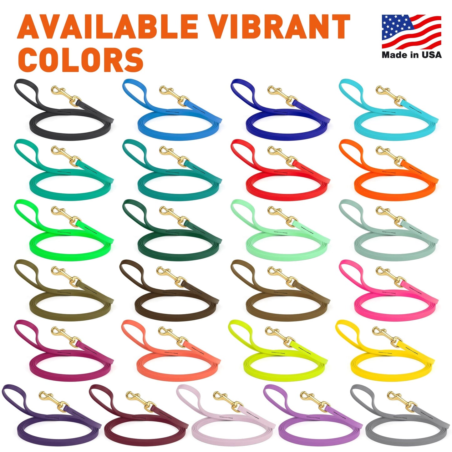 Viper Biothane Long Line 10 ft Lead with Brass Hardware Dog Leashes Dogline