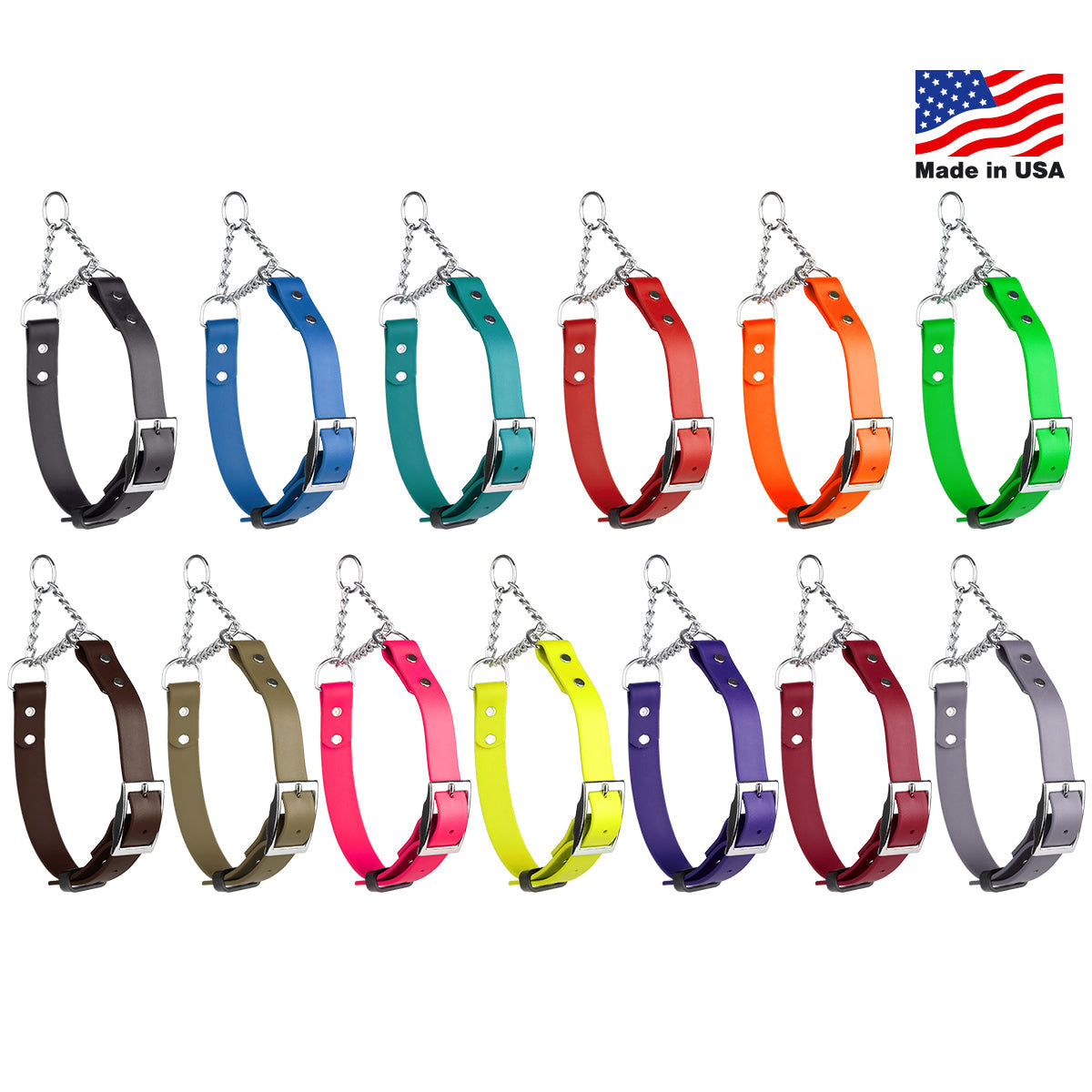 Biothane Adjustable Martingale Collar with Metal Buckle Dog Collars Dogline