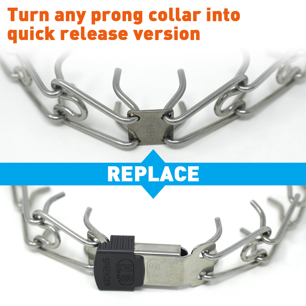 Herm Sprenger - ClicLock Quick Release Buckle - Stainless Steel Collars, Prong/Pinch Dog Collars Dogline