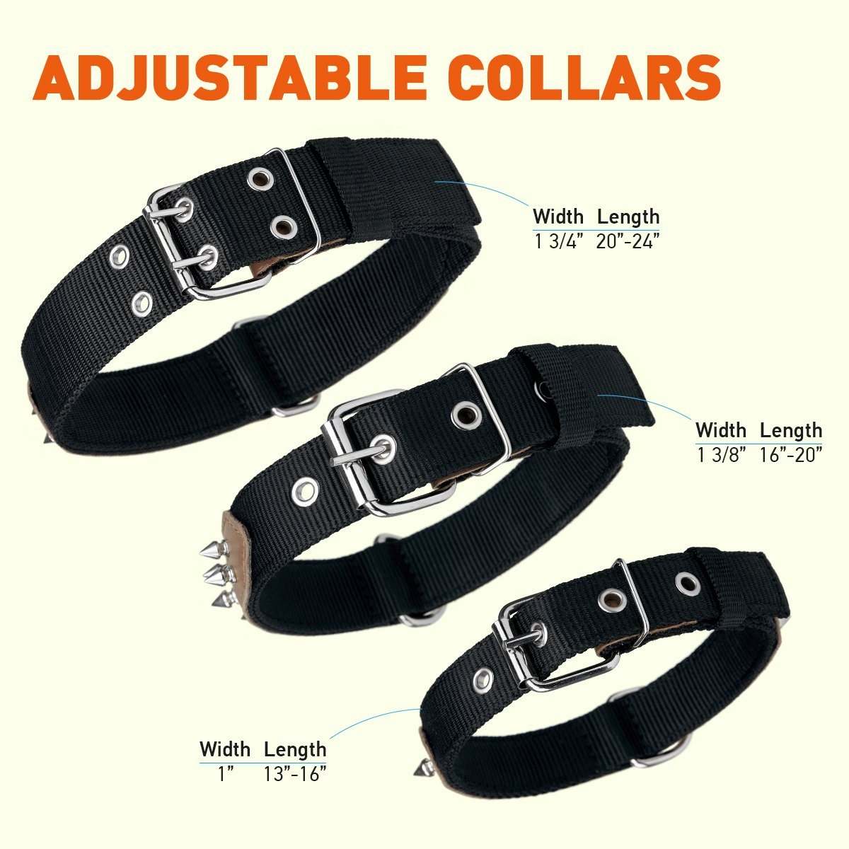 Leather + Nylon Spiked Dog Collar Dog Collars Dogline