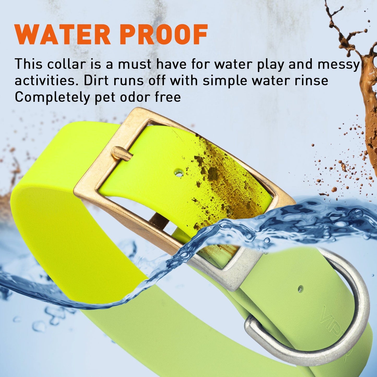 Viper Biothane Waterproof Dog Collar - Brass Hardware - 1.5in Wide, Size XL (20 to 24 inches) Dog Collars Dogline