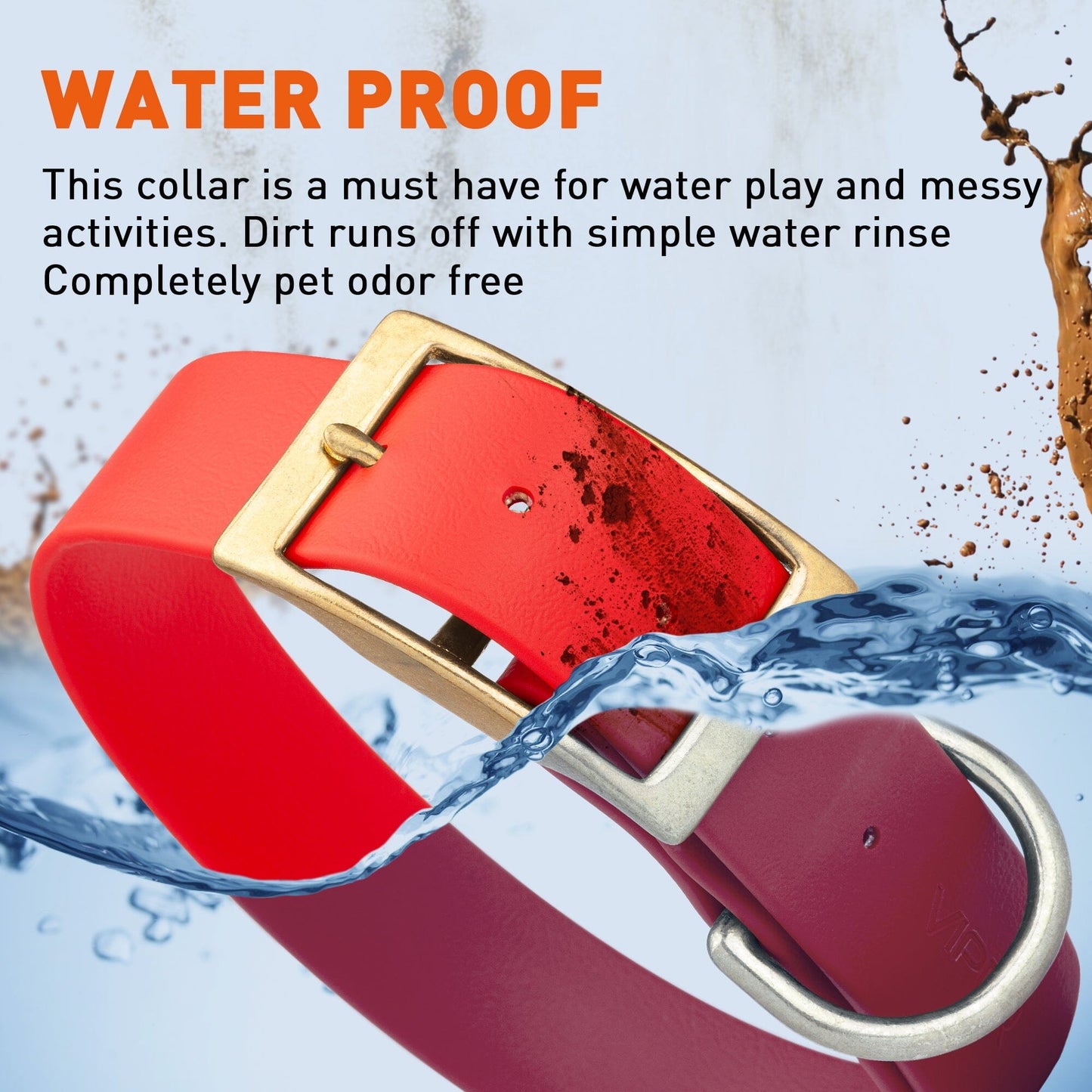 Viper Biothane Waterproof Dog Collar - Brass Hardware - 1.5in Wide, Size XXL (24 to 28 inches) Dog Collars Dogline