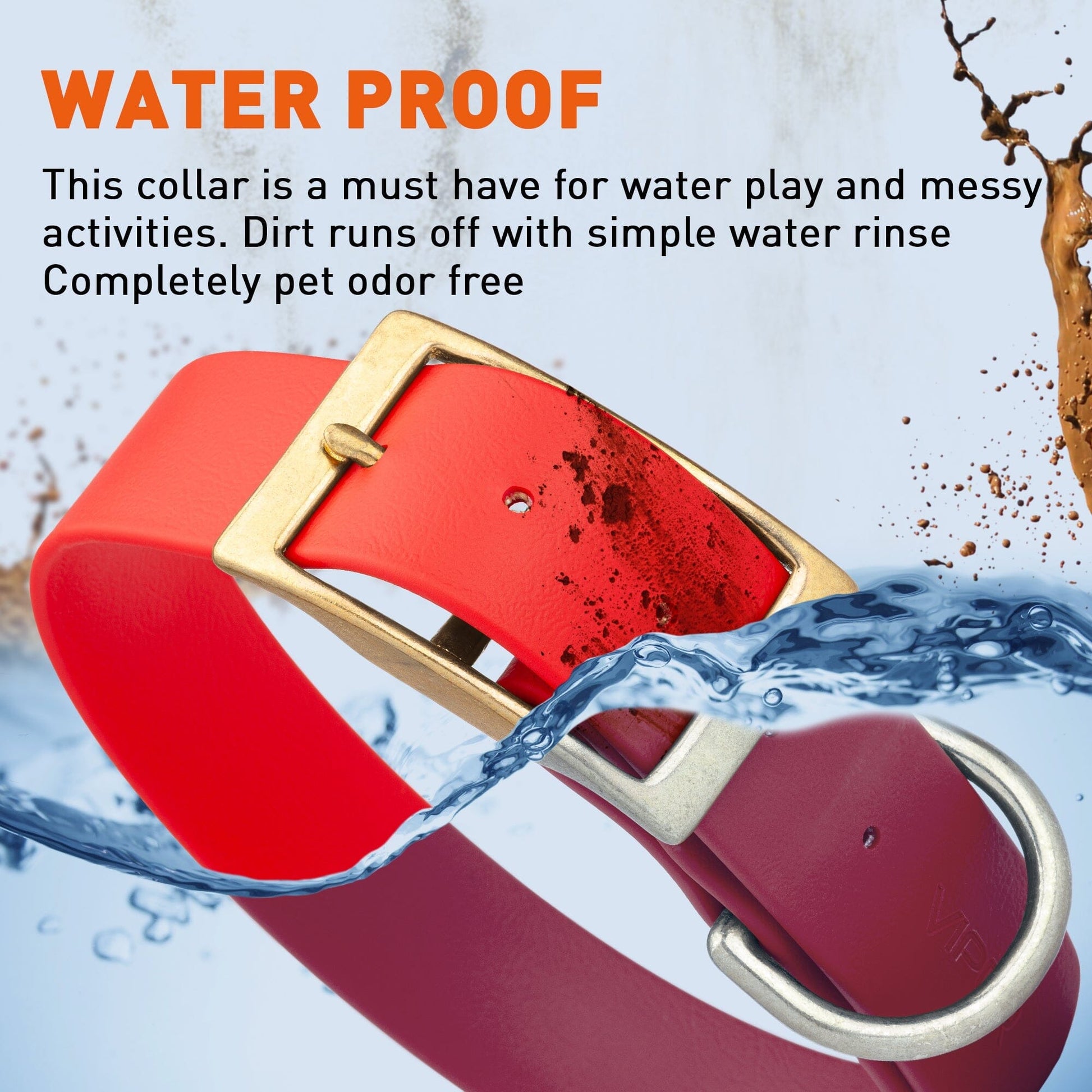 Viper Biothane Waterproof Dog Collar - Brass Hardware - 1.5in Wide, Size XXL (24 to 28 inches) Dog Collars Dogline