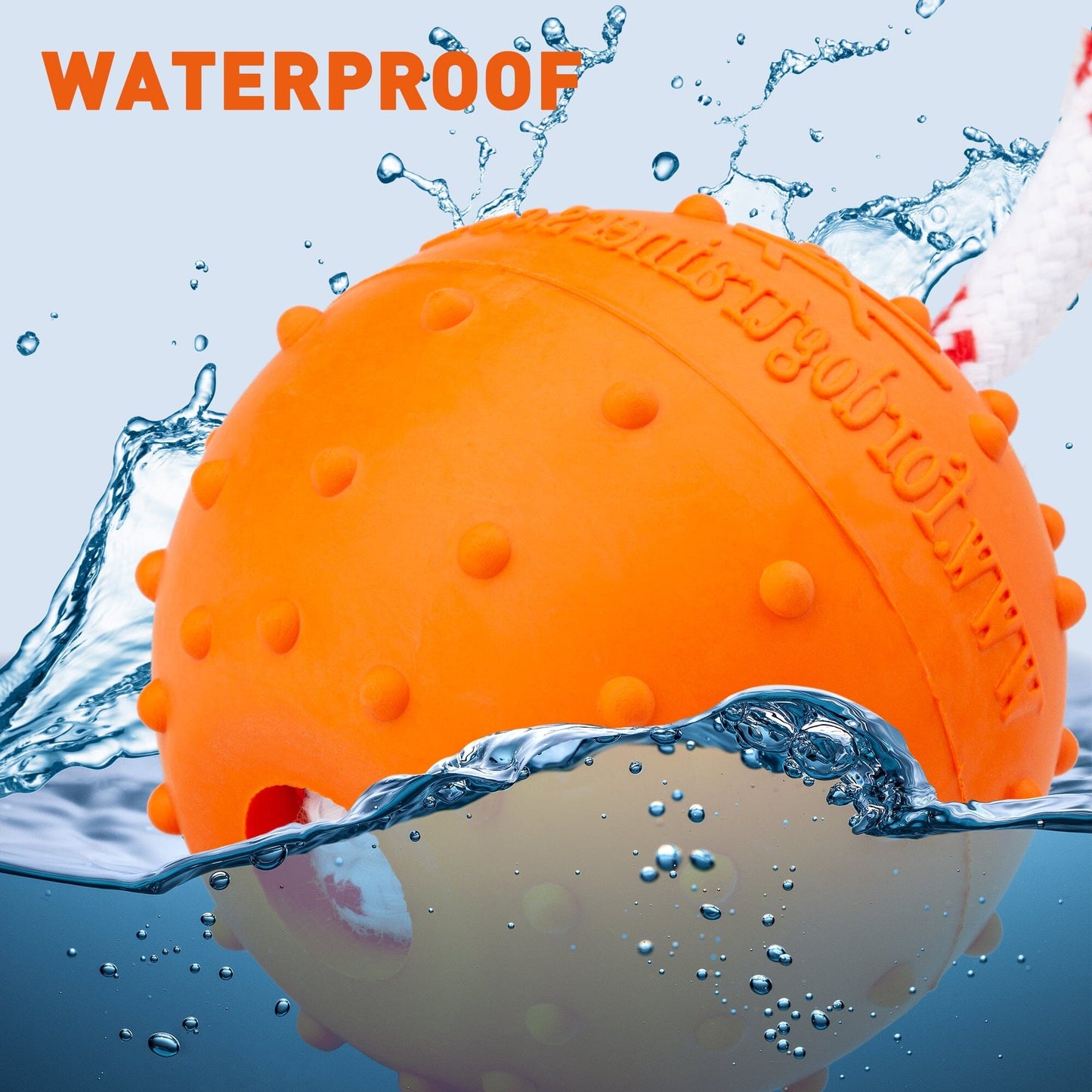FDT Solid Rubber Dog Ball - Water Toy with Rope Dog Toys Dogline
