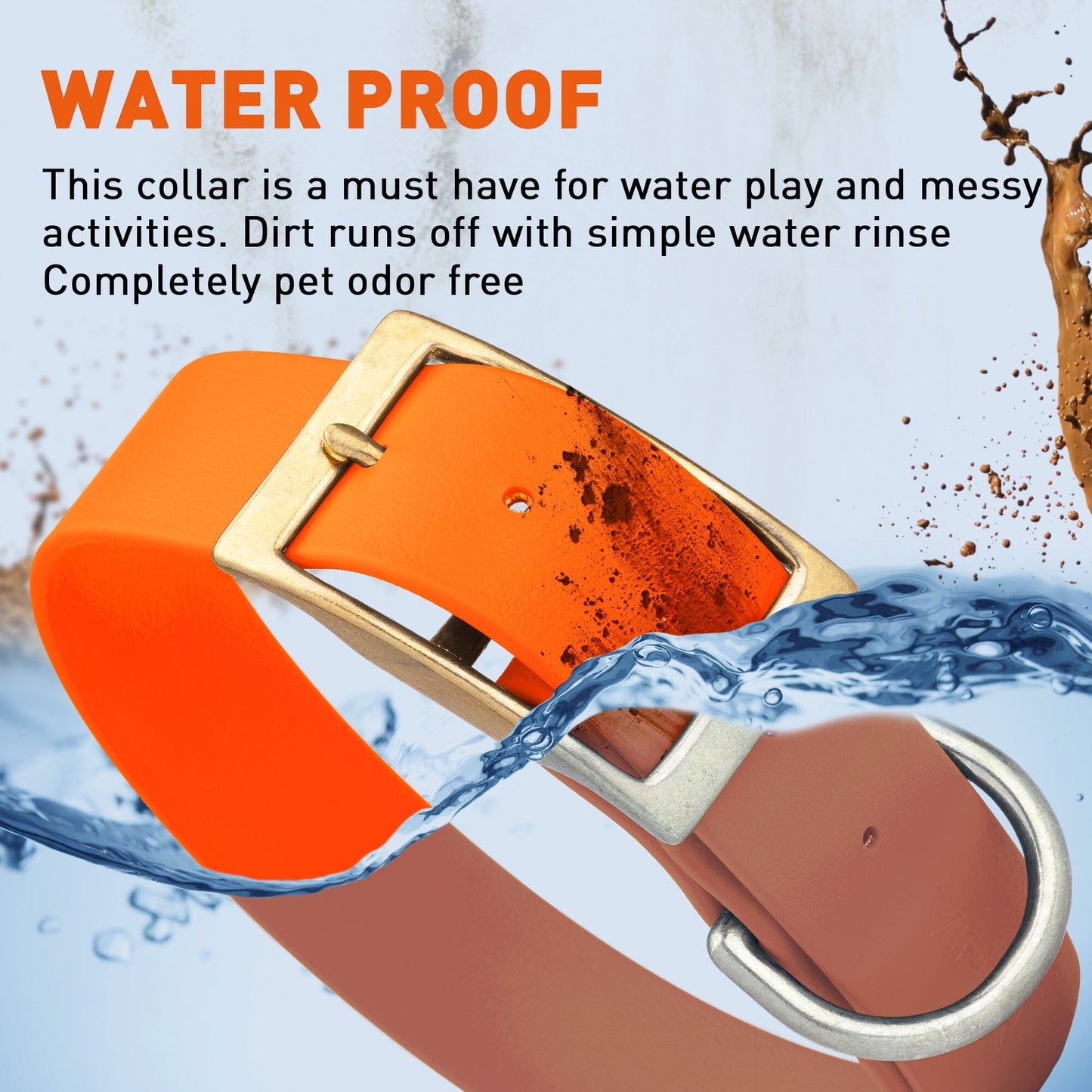 Viper Biothane Waterproof Dog Collar - Brass Hardware - 1.5in Wide, Size L (16 to 20 inches) Dog Collars Dogline