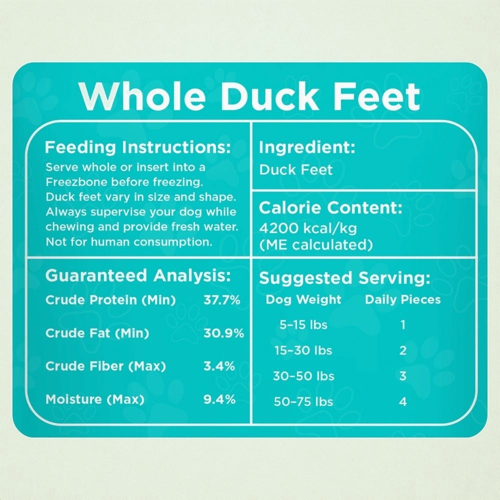 Freezbone Whole Duck Feet Dental Treats for Dogs - Human Grade - Single Ingredient Dog Treats Freezbone