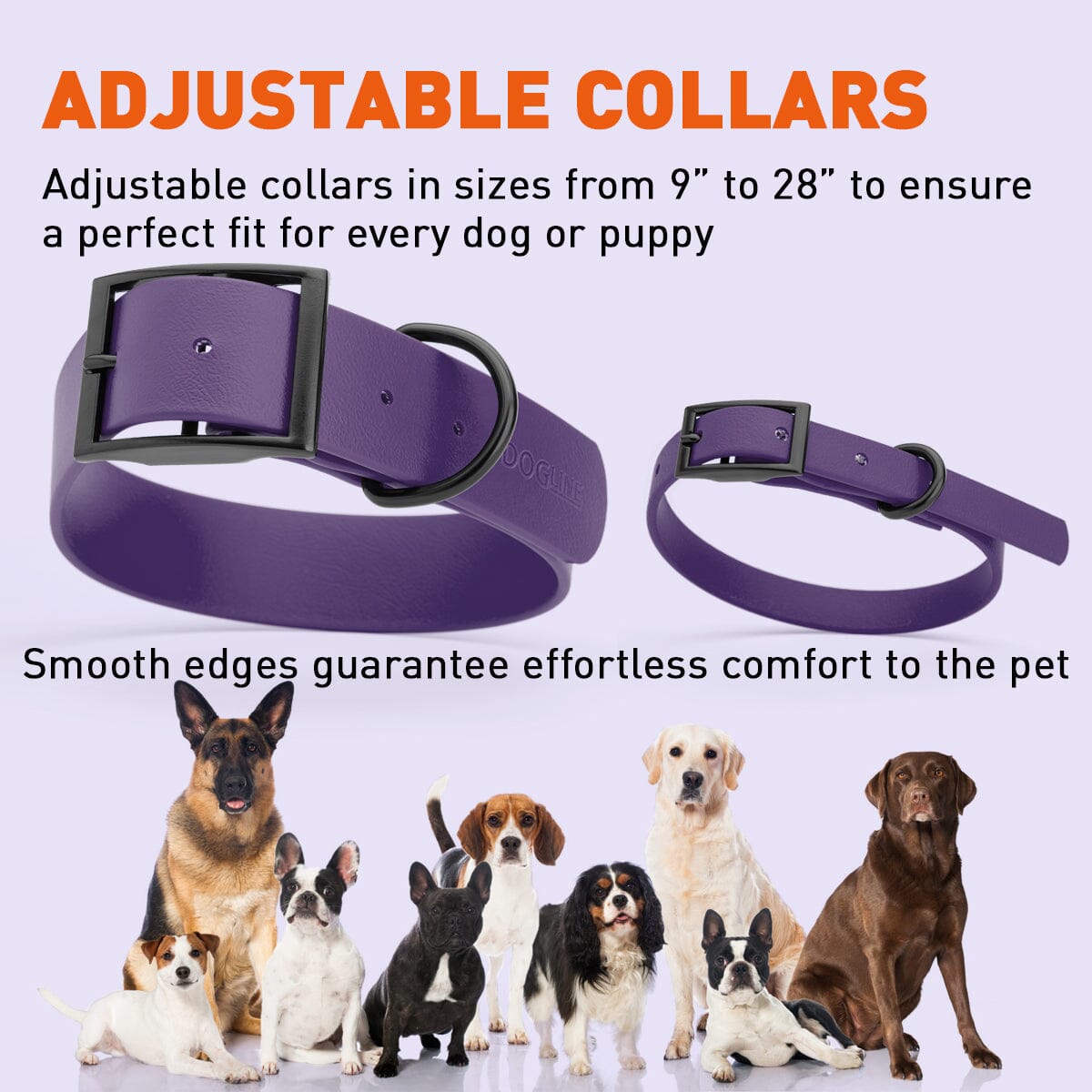 Dogline Biothane Waterproof Dog Collar with Black Hardware - 1.5" Wide, Size XXL (24 to 28 inches) Dog Collars Dogline