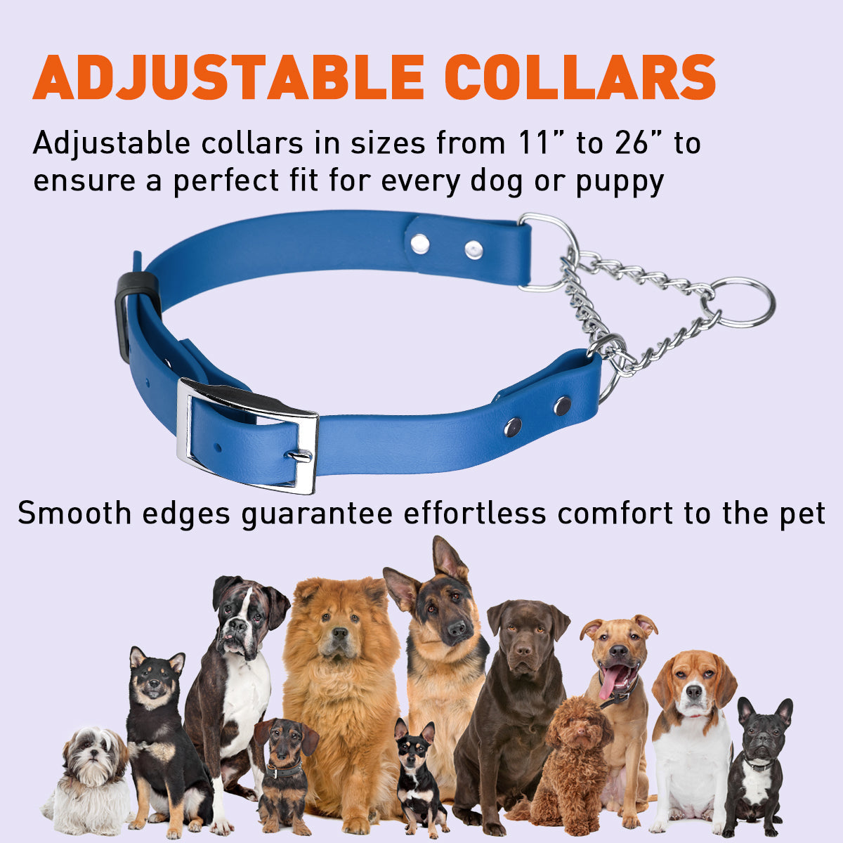 Biothane Adjustable Martingale Collar with Metal Buckle Dog Collars Dogline