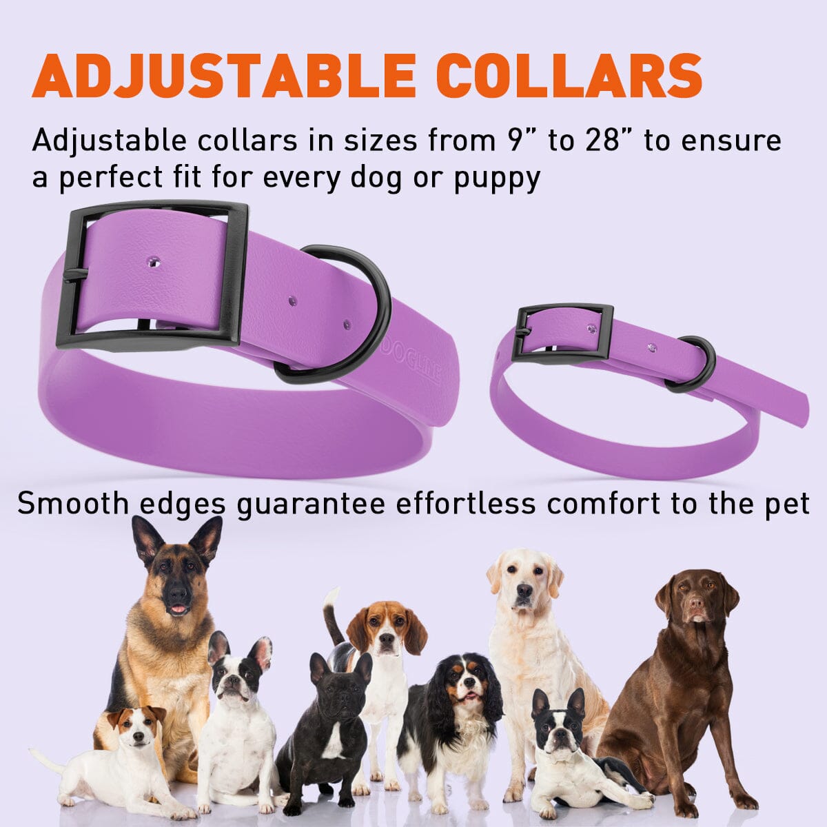 Dogline Biothane Waterproof Dog Collar with Black Hardware - 1.5" Wide, Size L (16 to 20 inches) Dog Collars Dogline