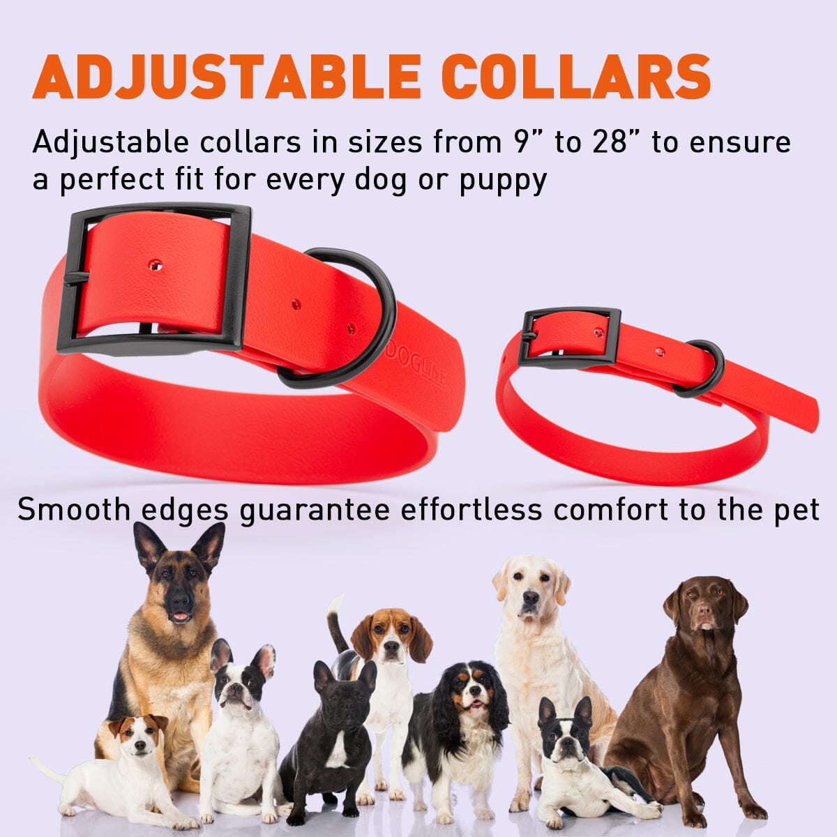 Dogline Biothane Waterproof Dog Collar with Black Hardware - Size XL (22 to 25 inches) Dog Collars Dogline