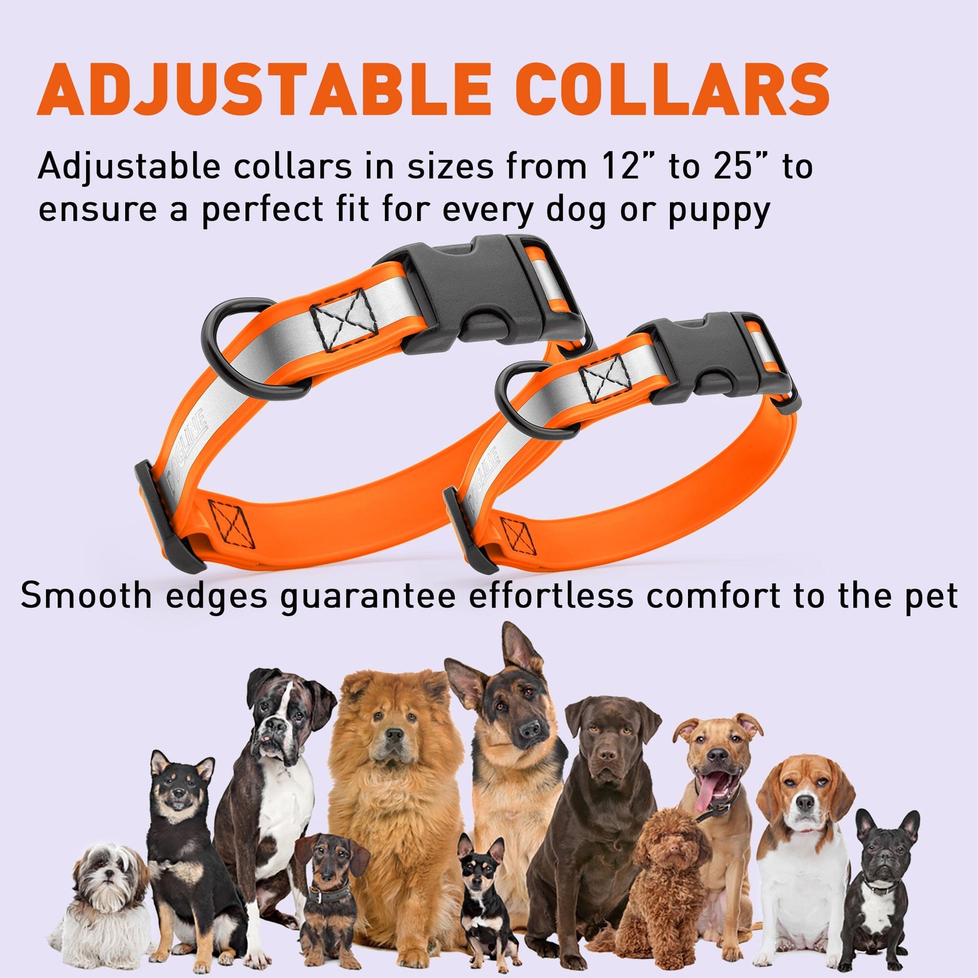 Dogline Biothane Reflective Dog Collar with Quick Release Buckle Dog Collars Dogline