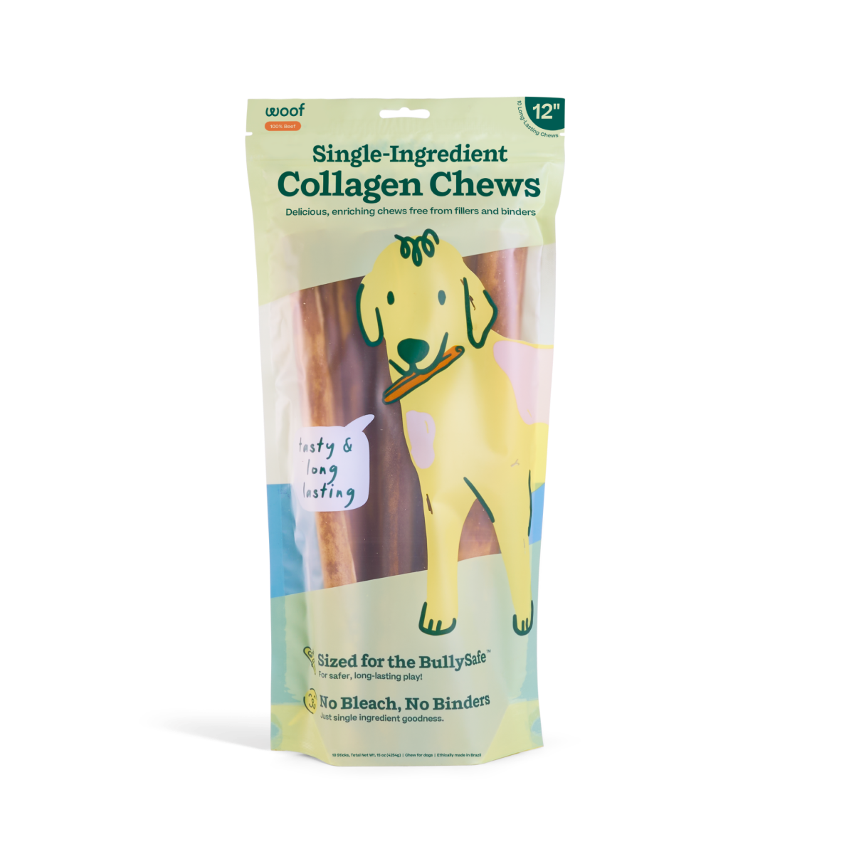BullySafe Chews - Pure Collagen Beef 12-inch 10 pack Woof
