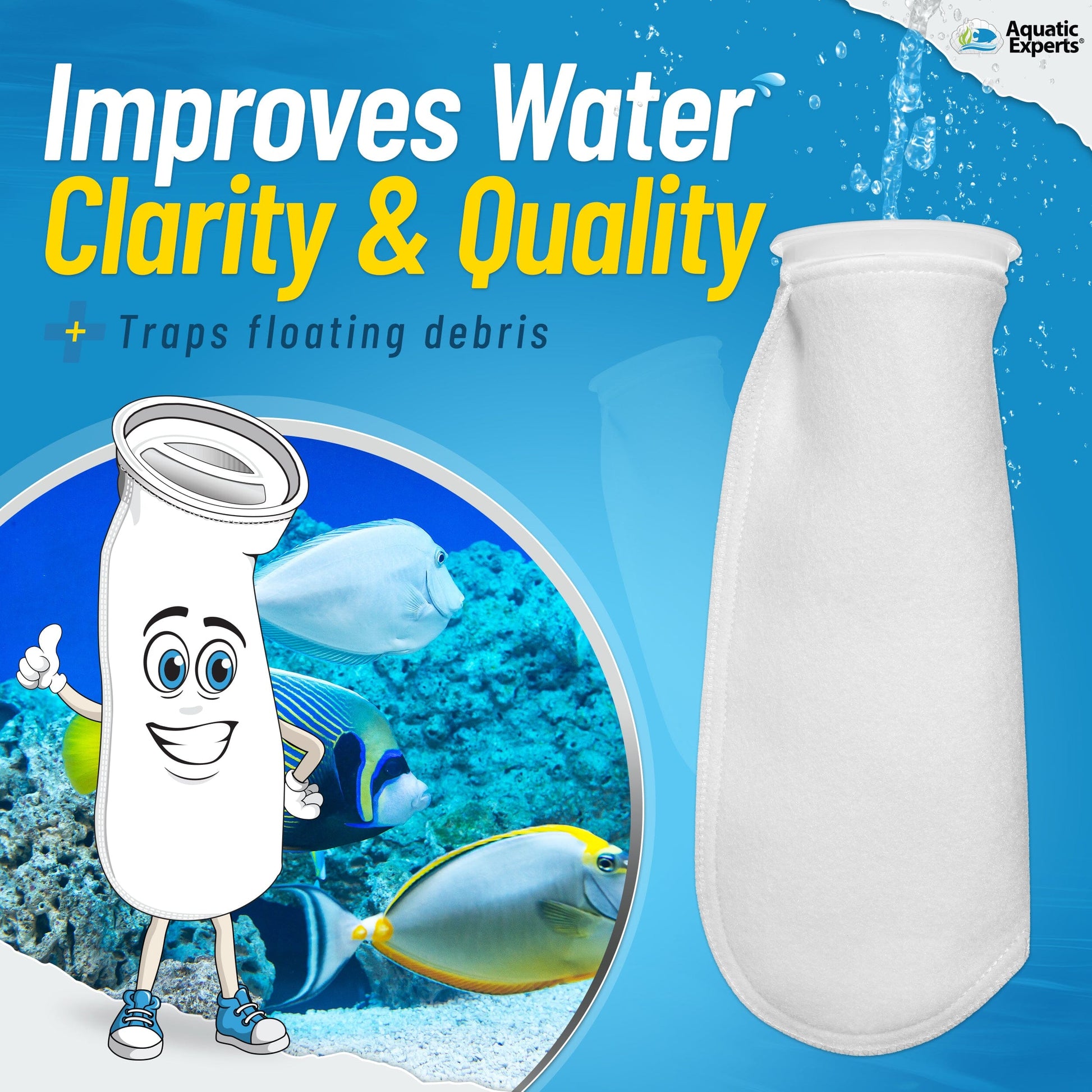 Aquatic Experts 7" Ring Aquarium Filter Sock 100 Micron for Saltwater & Reef Aquariums Aquatic Experts