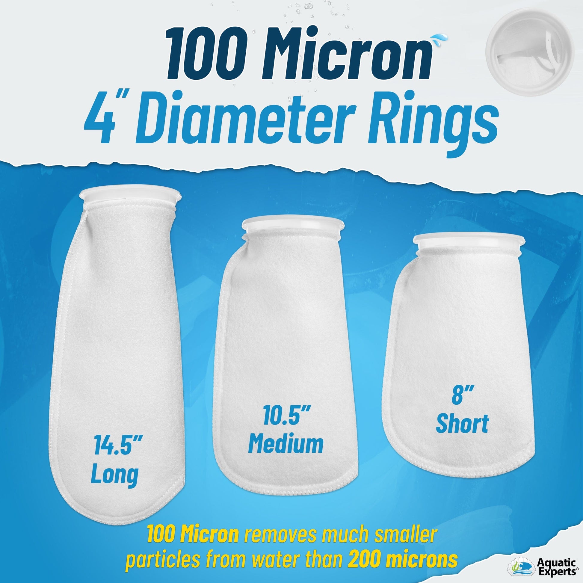 Aquatic Experts Aquatic Experts 4" Ring Aquarium Filter Sock 100 Micron for Saltwater & Reef Aquariums Aquatic Experts