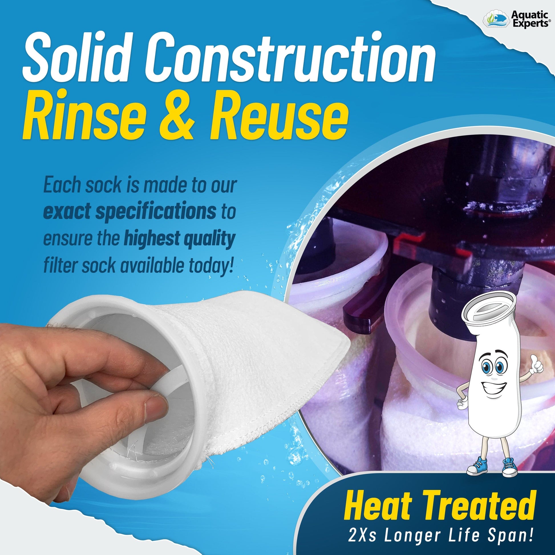 Aquatic Experts 7" Ring Aquarium Filter Sock 100 Micron for Saltwater & Reef Aquariums Aquatic Experts