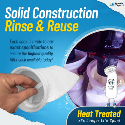 Aquatic Experts 4" Ring Aquarium Filter Sock 200 Micron for Saltwater & Reef Aquariums Aquatic Experts