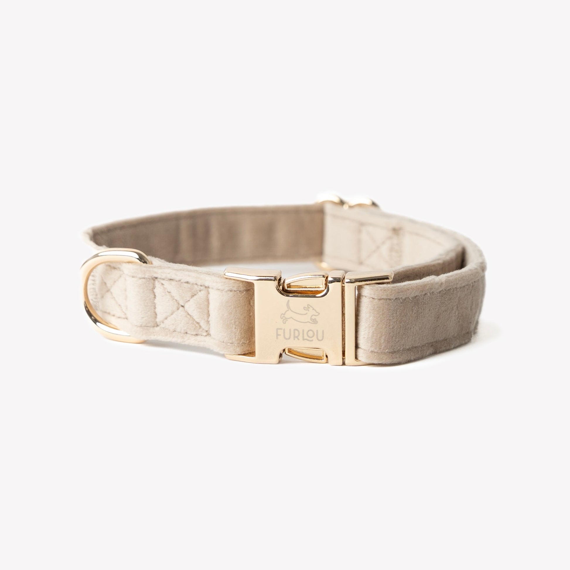 'Sand' - Velvet Dog Collar Velvet Collar FURLOU