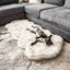 PupRug® Runner Faux Fur Memory Foam Dog Bed - Curve White with Brown Accents One Size (72" L x 28" W) Dog Beds Paw