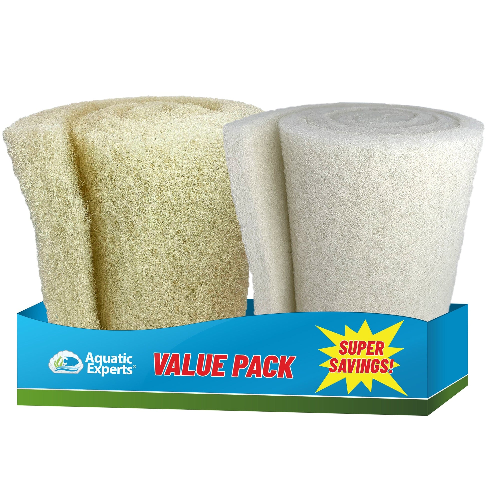 Cream COARSE Koi Pond Filter Pad - 2" Thick Bulk Roll Filter Media for Water Gardens - Made in USA Cream Coarse 12"x36" + White Fine 12"x72" Aquatic Experts