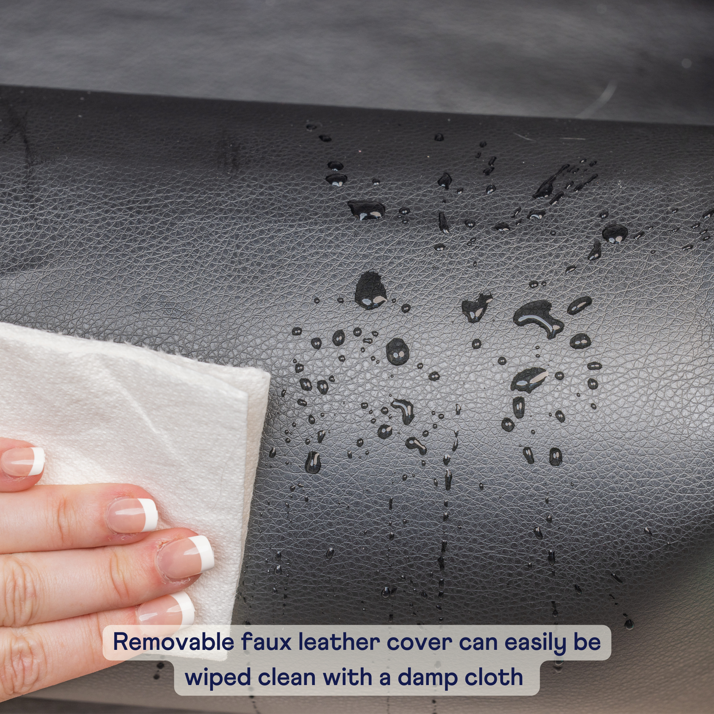 PupProtector™ Faux Cool-to-Touch Vegan Leather Memory Foam Dog Car Bed - Black Travel Paw.com