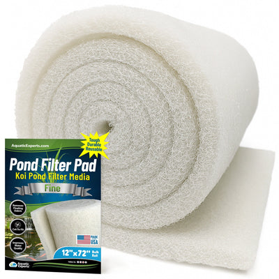 Classic Koi Pond Filter Pad FINE - White Bulk Roll Filter Media, Ultra-Durable for Fish Ponds - Made in USA 3 4 - 1 inch 12" x 72" Aquatic Experts