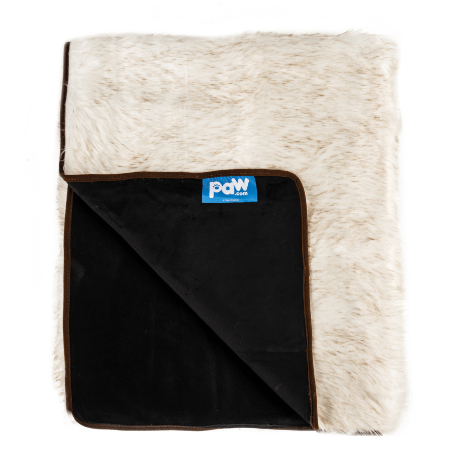 PupProtector™ Waterproof Throw Blanket - White with Brown Accents Dog Blanket Paw.com