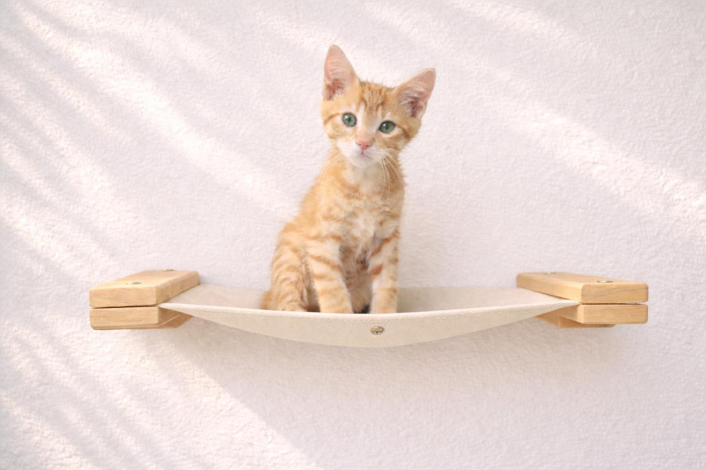 Hanging Cat Bed Hammock Natural Bamboo Natural Canvas 18" Cat Hammock Catastrophic Creations