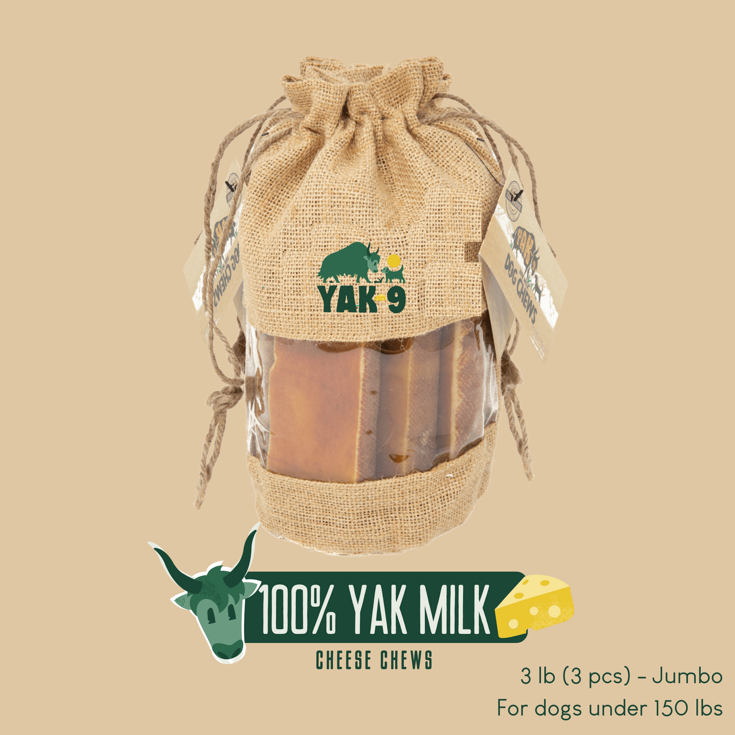 100% Yak Milk Chews for Dogs 100% YAK CHEWS Yak9 Chews