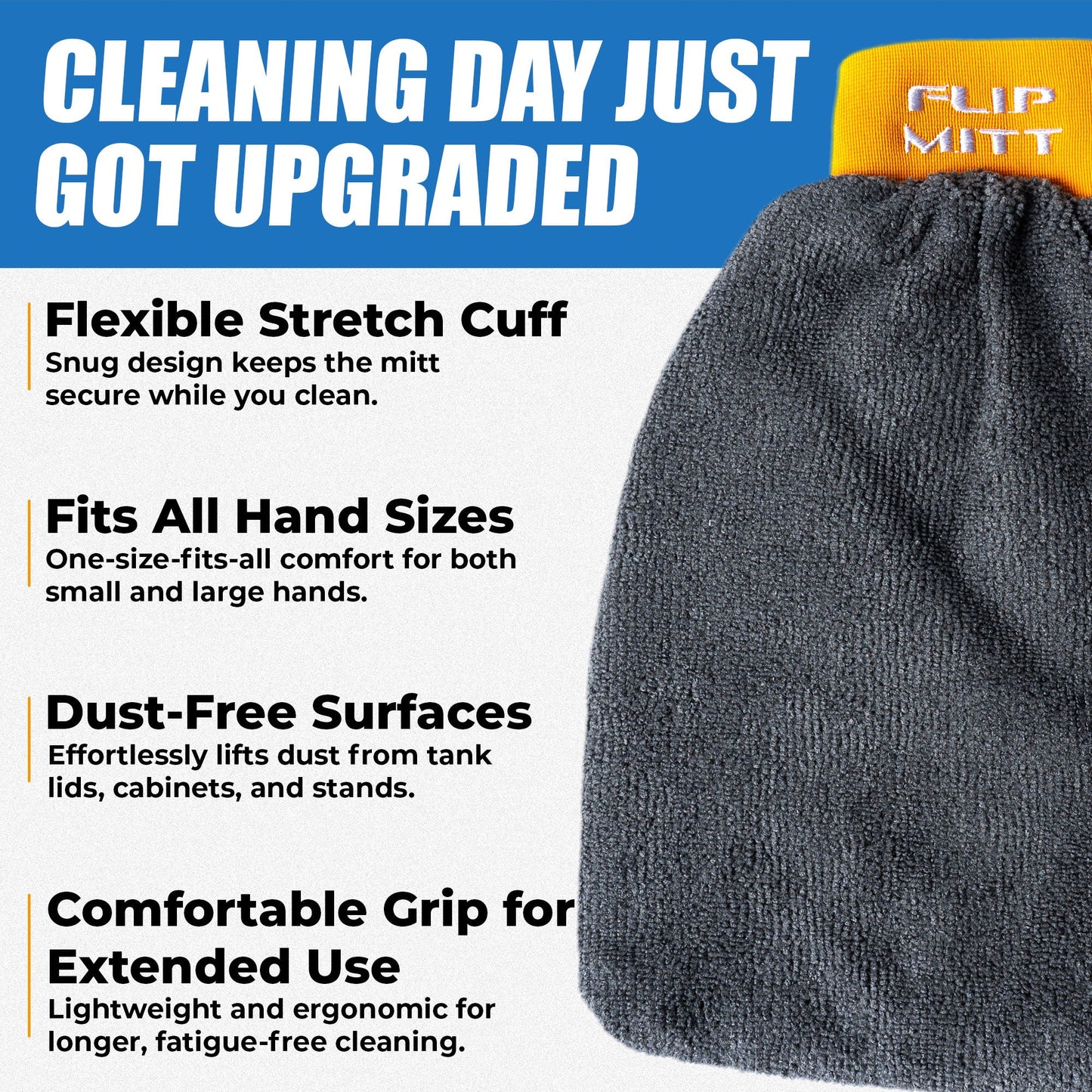Flipper 2-in-1 Microfiber Aquarium Cleaning Mitt 1 Pack Flipper Accessories Flipper Aquarium Products