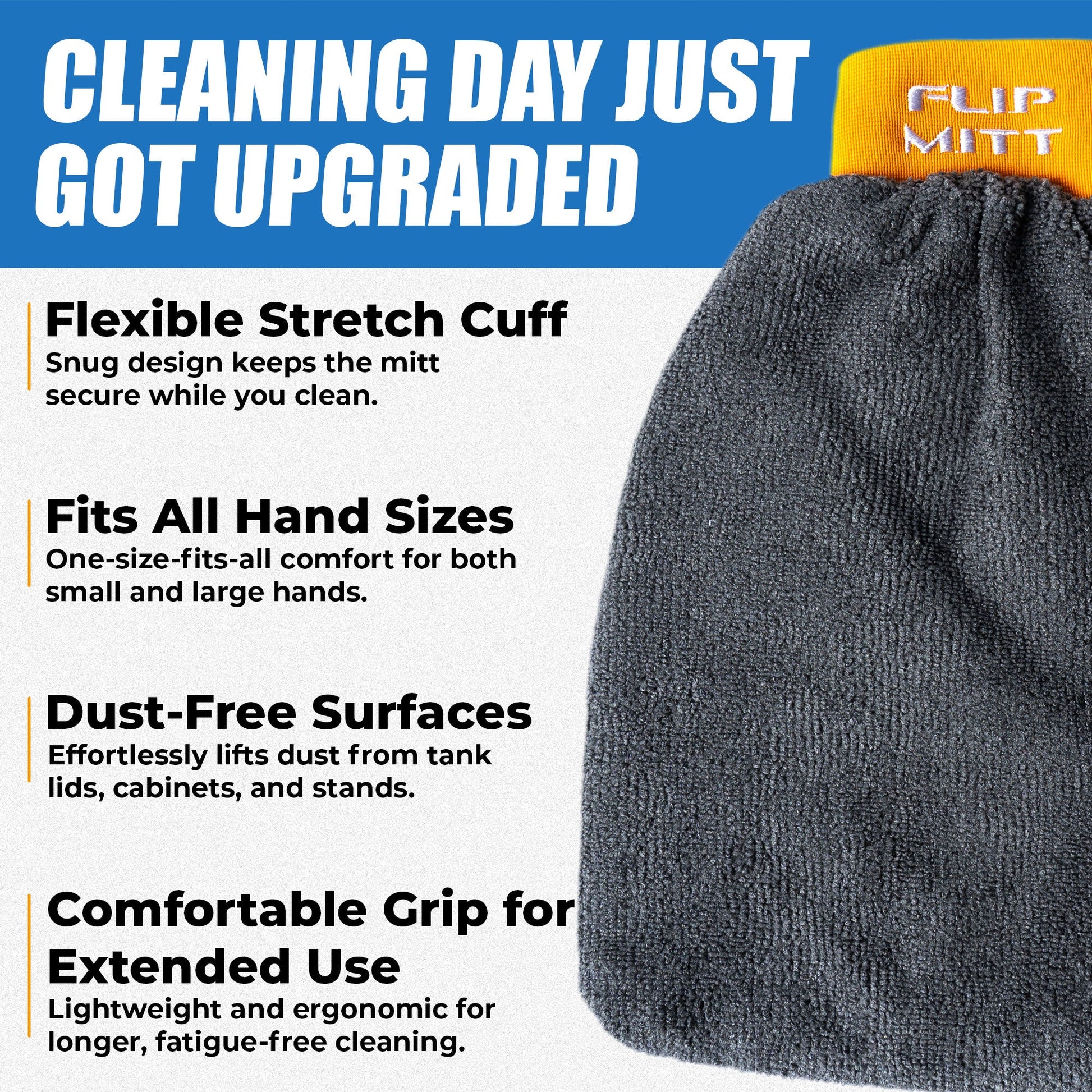 Flipper 2-in-1 Microfiber Aquarium Cleaning Mitt 1 Pack Flipper Accessories Flipper Aquarium Products