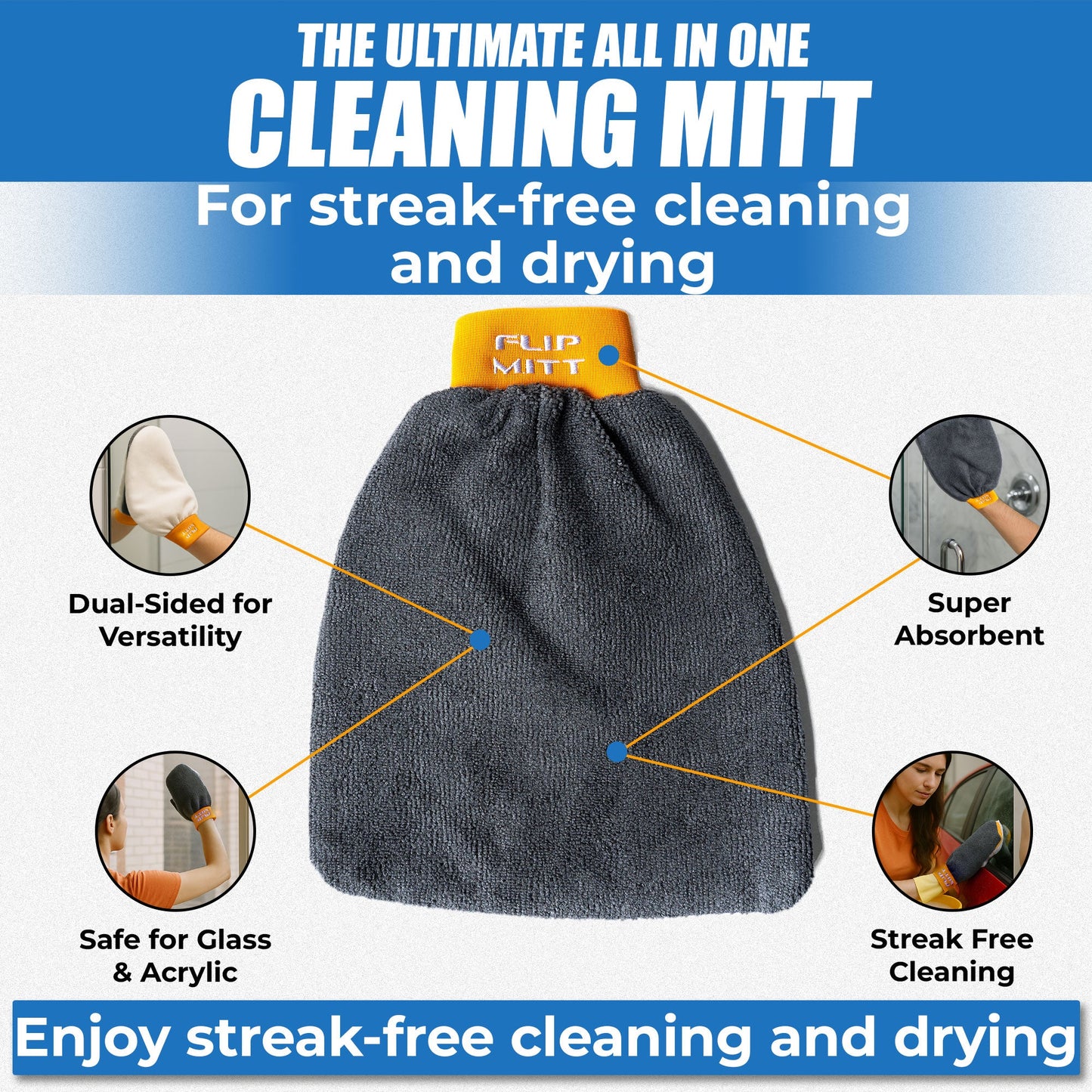 Flipper 2-in-1 Microfiber Aquarium Cleaning Mitt 1 Pack Flipper Accessories Flipper Aquarium Products