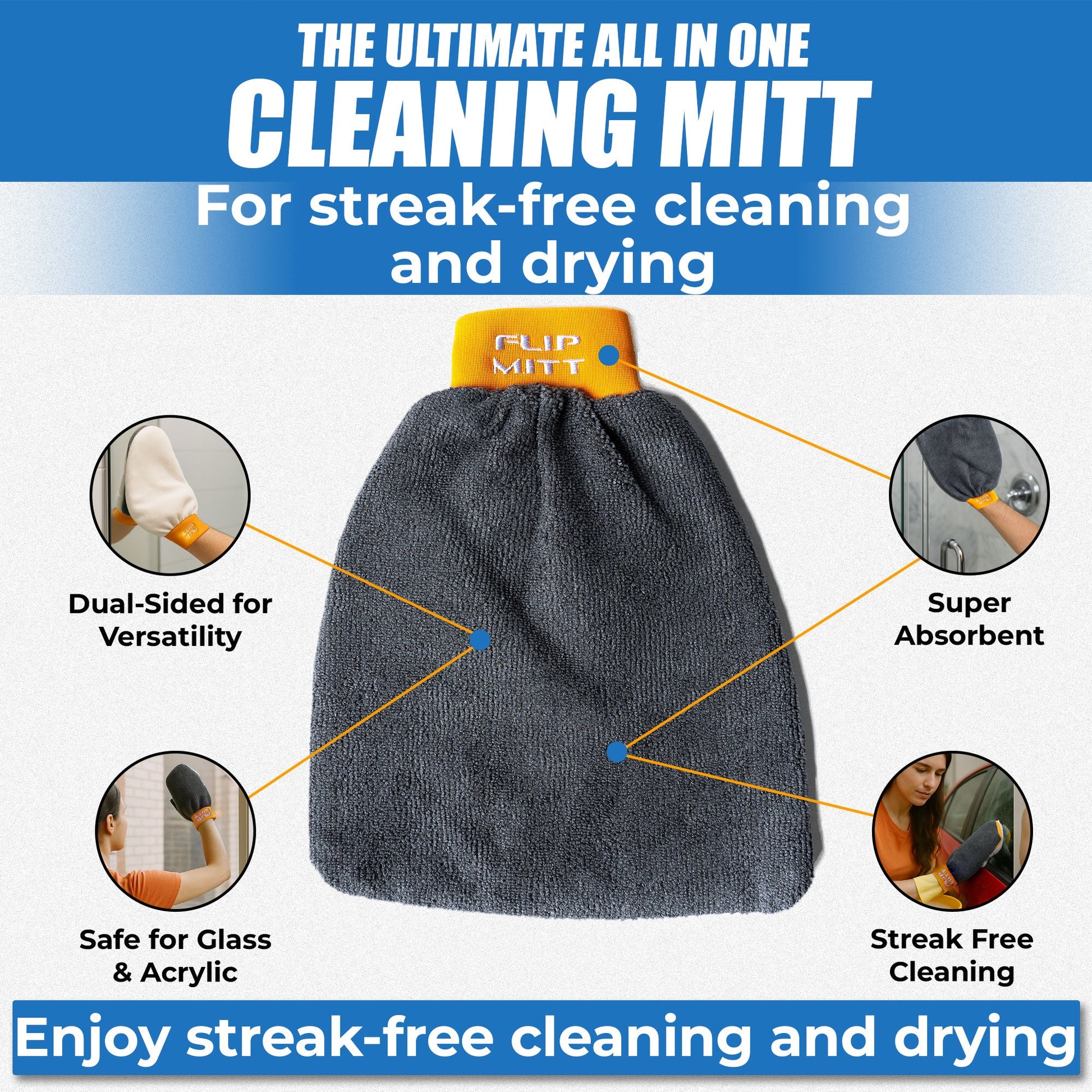 Flipper 2-in-1 Microfiber Aquarium Cleaning Mitt 1 Pack Flipper Accessories Flipper Aquarium Products