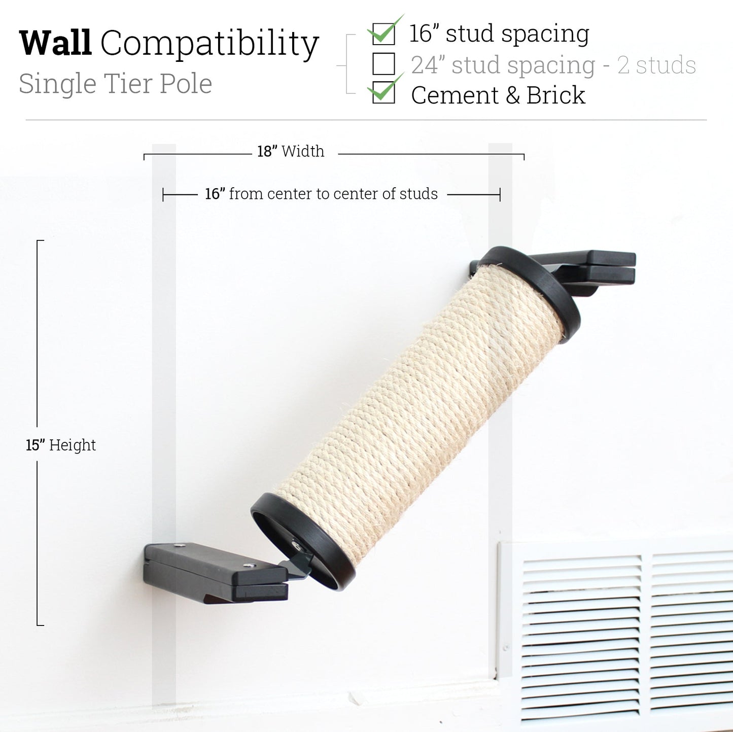 Slanted Cat Scratcher for Wall Onyx Bamboo 1-Tier Single None Cat Scratcher Catastrophic Creations