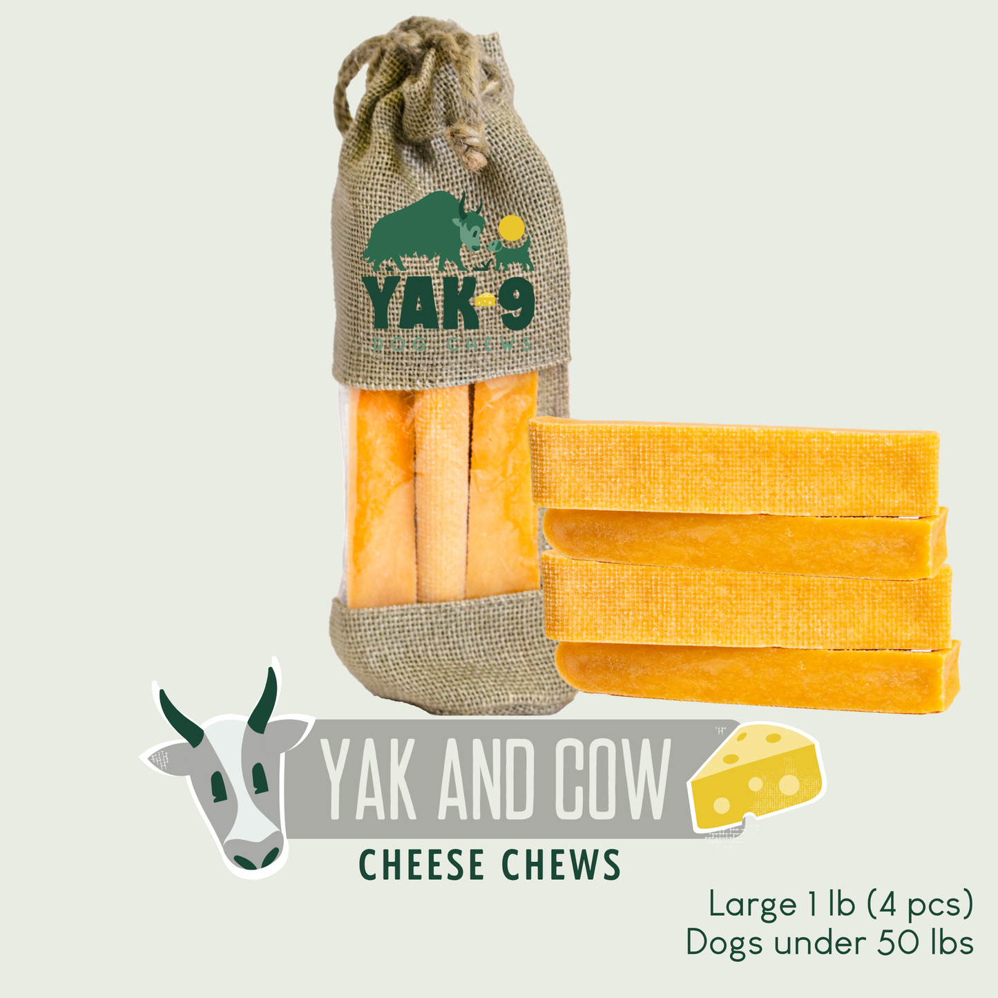 Yak and Cow Cheese Chews for Dogs Large (4oz) 1 lb YAK AND COW MILK CHEWS Yak9 Chews