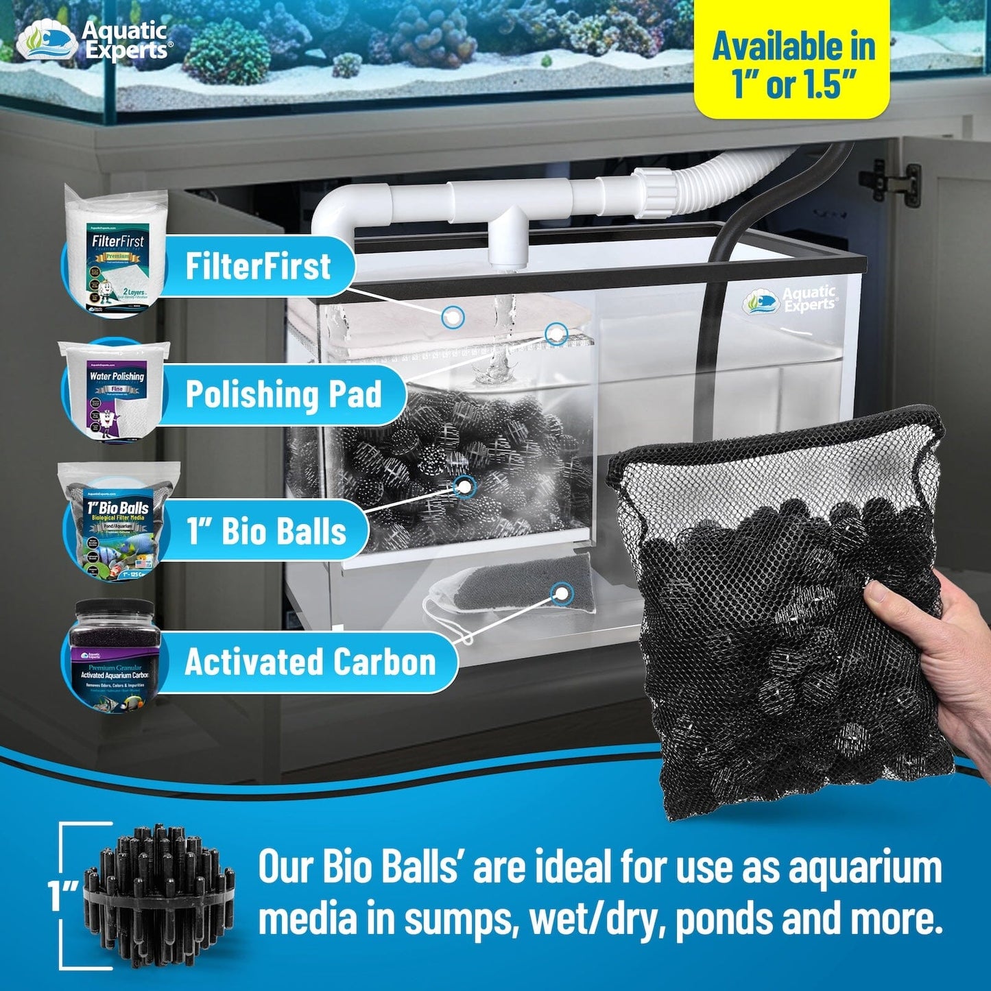 1-Inch Bio Balls Filter Media - Perfect for Aquarium & Small Pond Filters - High-Quality Bio Balls Bio balls Aquatic Experts
