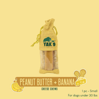 Peanut Butter & Banana Chews for Dogs Small (1.1oz) 1 lb Peanut Butter Banana Chews Yak9 Chews
