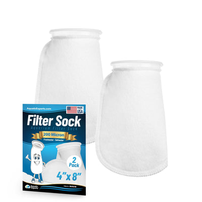 Aquatic Experts 4" Ring Aquarium Filter Sock 200 Micron for Saltwater & Reef Aquariums 8" 2 Pack Aquatic Experts