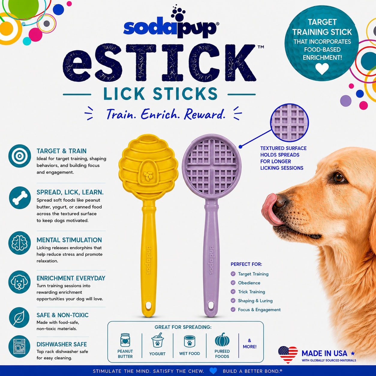 eStick Hand-Held Dog Enrichment Target Training Toy - Interactive Lick Stick | USA Made EMAT SodaPup/True Dogs, LLC