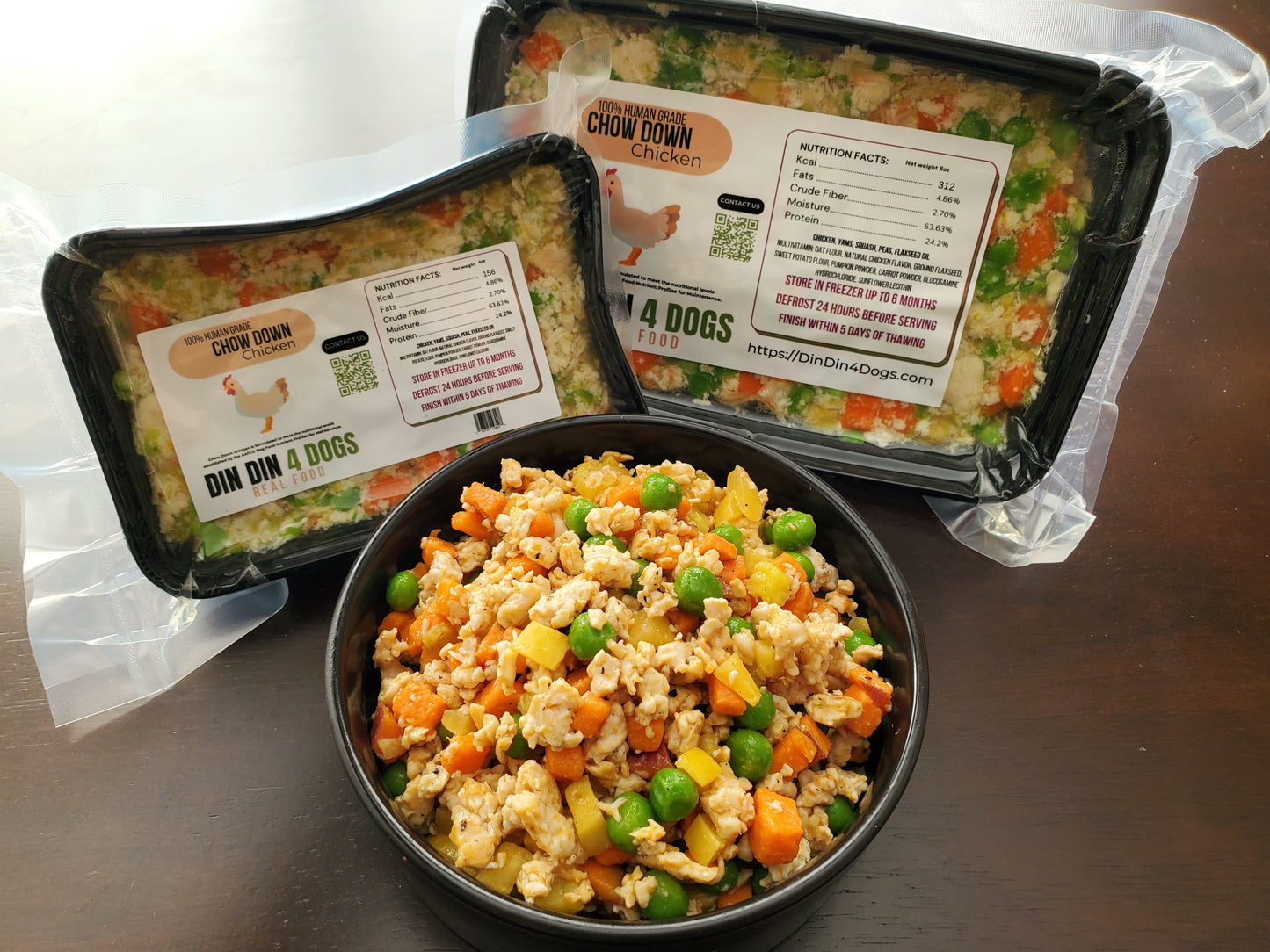 Chicken and Salmon Combo - case includes 24, 8oz meals Dog Food Din Din 4 Dogs