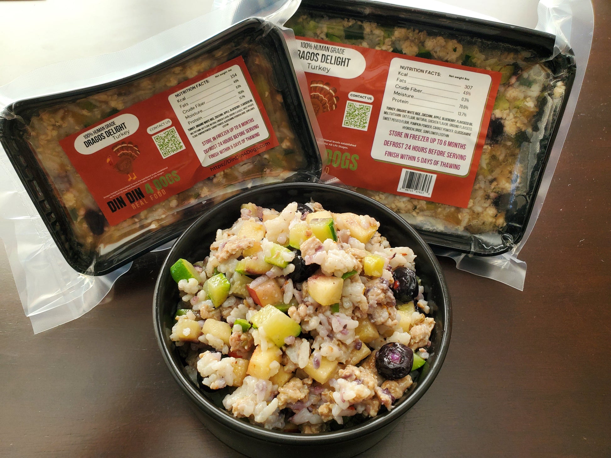 Chicken and Turkey Combo - case includes 24, 8oz meals Dog Food Din Din 4 Dogs