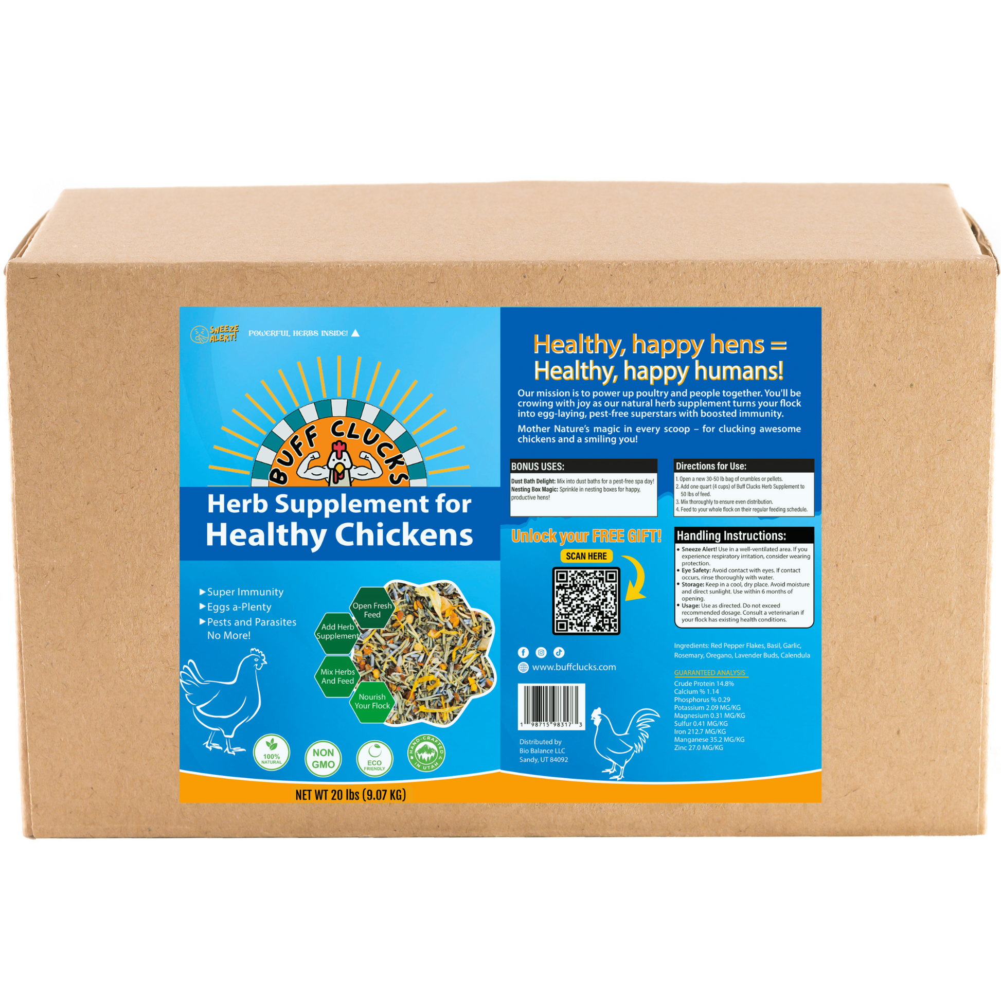 Herb Supplement For Backyard Chickens MEGA BULK (20 lbs) Chicken Treat Buff Clucks